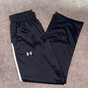 Under Armour Unisex Black Track Wind-pants with White Side Panel